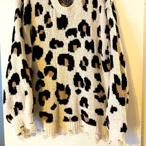 Size 3X Super Soft Distressed Leopard Print Sweater